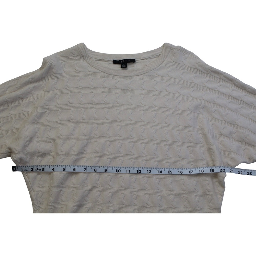 Cyrus Ivory Cable Boyfriend Knit Sweater Women's Size S Long Sleeve Relaxed Fit - Picture 4 of 8
